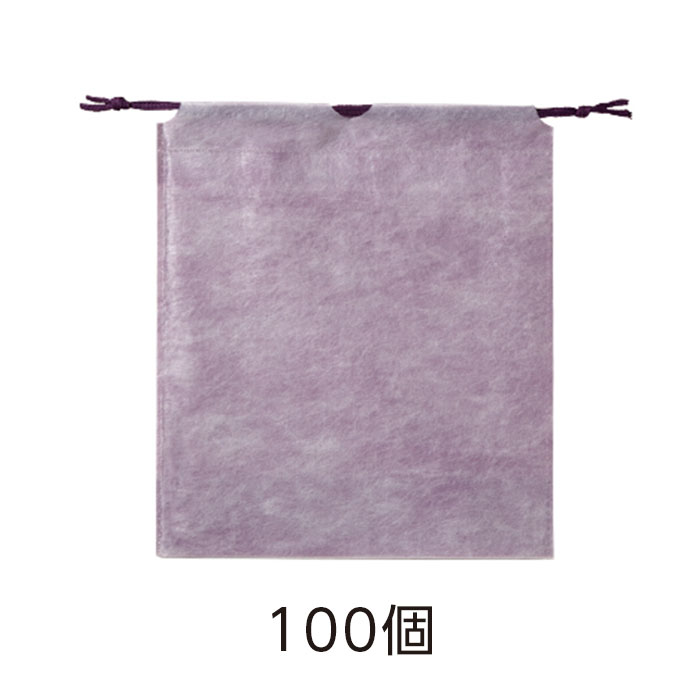 和風巾着 無地 紫色 245*280mm (100枚)