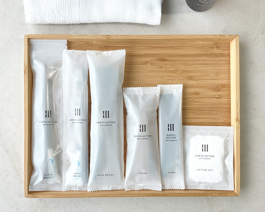 EA袋入シリーズ_イメージ パッケージから選ぶ、用途別のエコアメニティ|サステナブルなホテルづくりへ